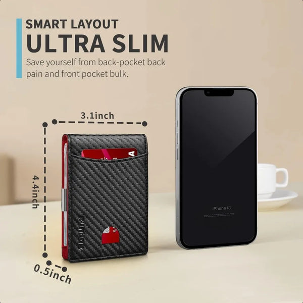 RUNBOX Slim Money Clip Wallets for Men RFID Blocking 11 Card Holder Minimalist Small Leather Bifold Men's Front Pocket Wallet G