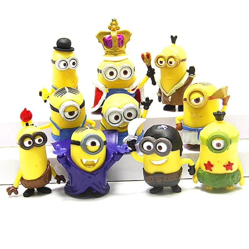 12Pcs/Set Kawai Miniones Anime Figure Toys 3D Eye Despicable Miniones Action Figures Classic Toys Xmas Gifts for Children