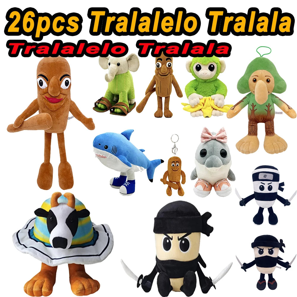 42style Tralalelo Tralala Plush Tungtungtung Italian Brainrot Al Tralalero Tralala Plush Doll Stuffed Soft Pillow