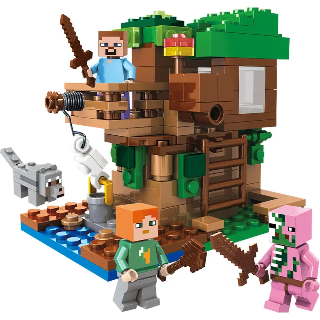 Cartoon Tree House Farm Village Building Block Educational Toy For Kids Gift