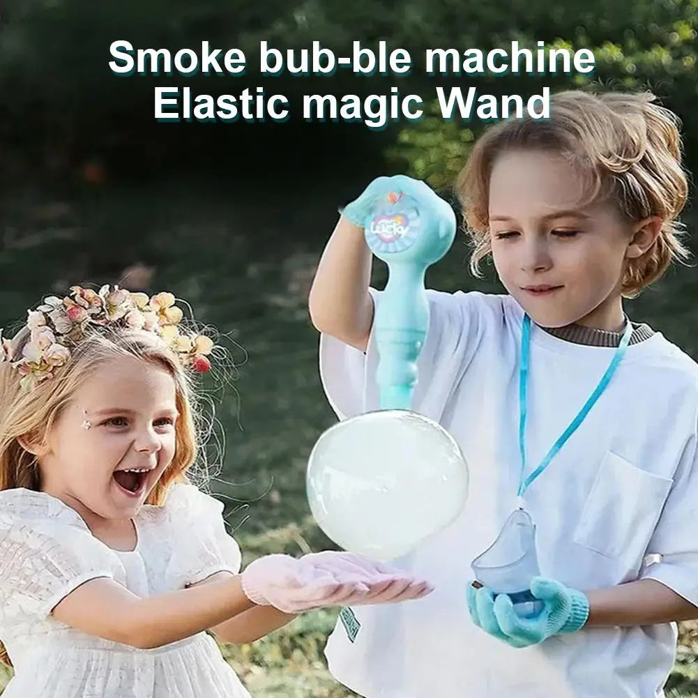 Smoke Bubble Machine Elastic Bubble Fog Wand with Magic Smoke Effect Portable Bubble Blower for Parties (Includes Water Bottles