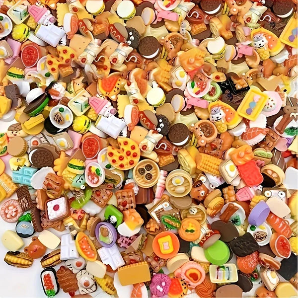 50PCS Random Miniature Dollhouse Supermarket Food Snacks Mini Cake Wine Drink for Blyth Barbies BJD Doll Accessories Kids Gift