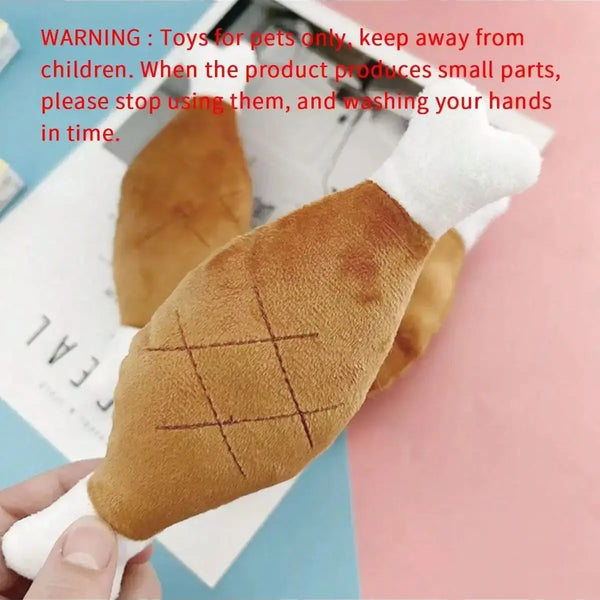 1PC - Pet Dog Cat Double Boned Chicken Leg Plush Sound and Bite Resistant Toy for Pet Use Only