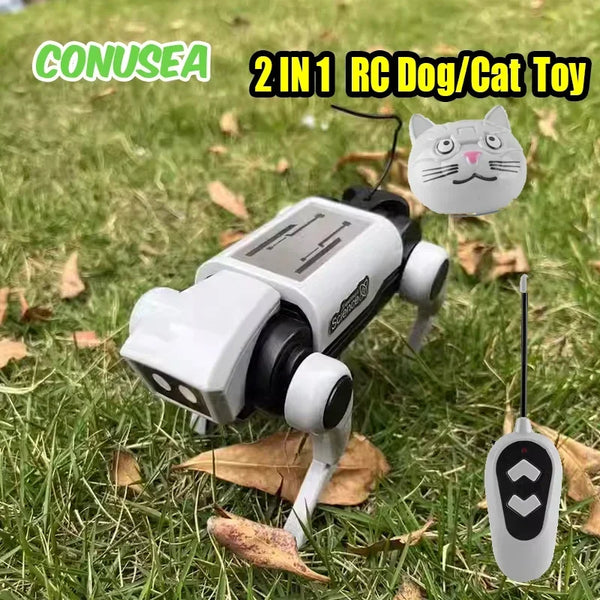 2 In 1 Rc Robot Puppy Dog Cat Remote Control Toys Diy Assembling Mechanical Animals Educational Toys for Children Boys Girls