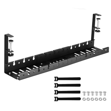 Under Desk Cable Management Tray Clamp Mounted Cable Cord Organizer Retractable Wire Management Rack Heavy Duty for Home Office