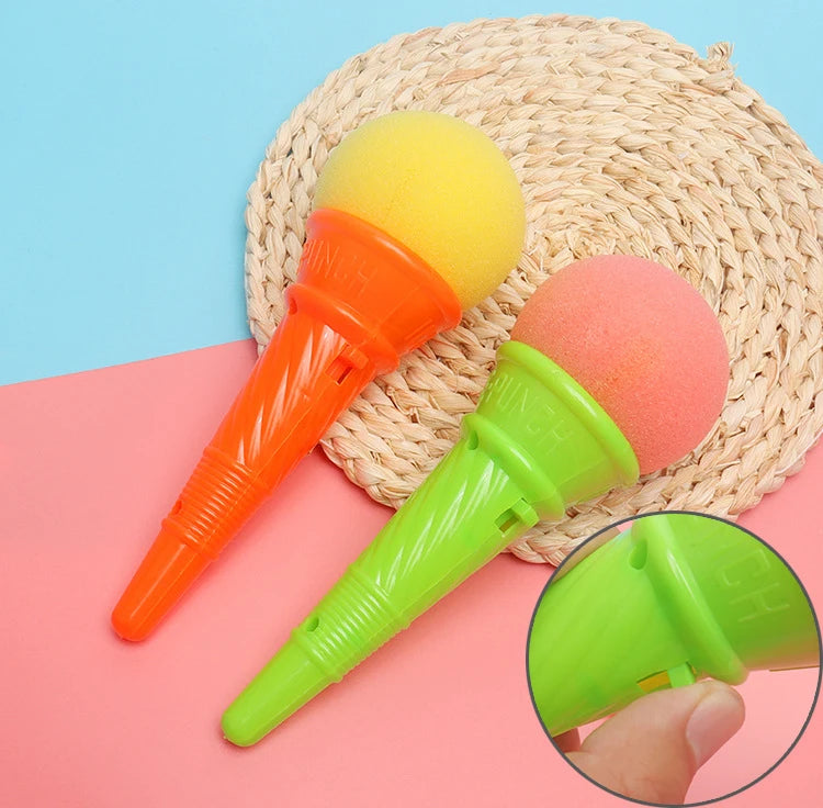 Children's Ice Cream Cone Shooter Sponge Shooting Catapult Ball Parent-child Outdoor Sports Bouncing Ball Toy Gift