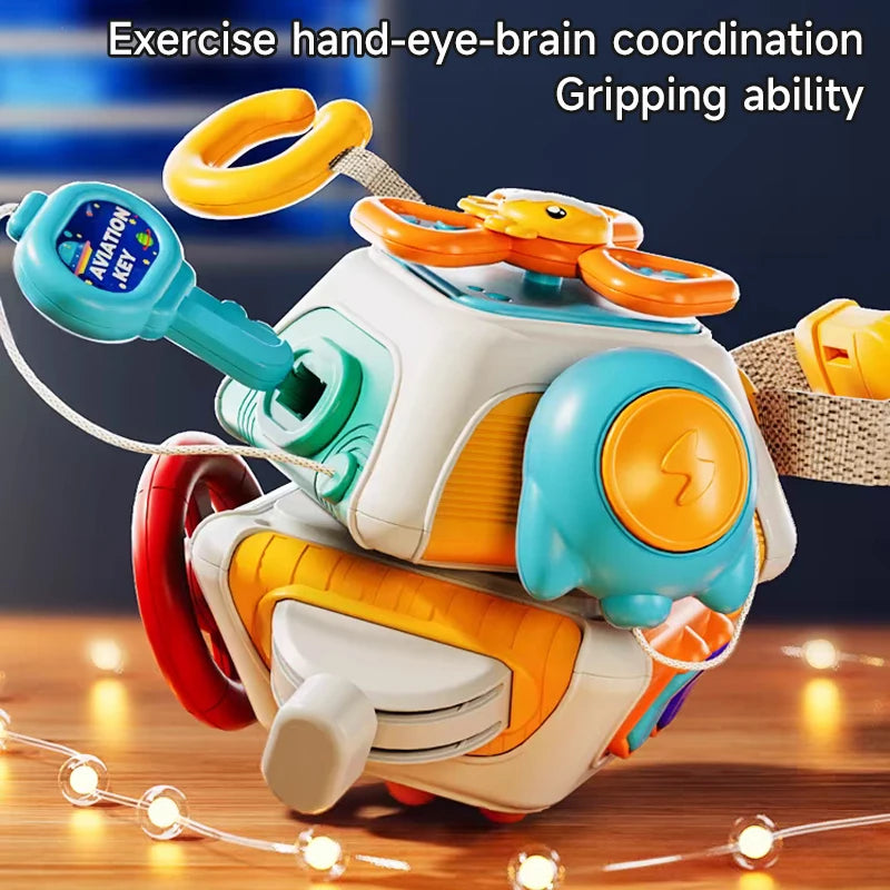 Montessori Sensory Cube Toy Baby Educational Polyhedron Basic Skills Activity Toys Hand Eye Coordinate Puzzle Learning Toys Gift