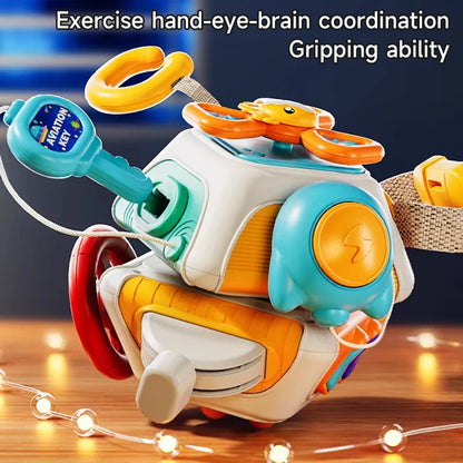 Montessori Sensory Cube Toy Baby Educational Polyhedron Basic Skills Activity Toys Hand Eye Coordinate Puzzle Learning Toys Gift