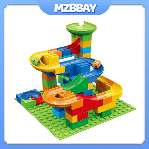 Children's Slide Small Block Block Assembly Particles DIY Educational Toy Small Size Building Blocks Maze Ball Assemble Toys