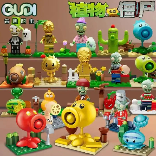 GUDI Plants vs. Zombies PVZ Cartoon Anime Model Educational  Small Pellet Assembly Building Block Figures Toys Children Gifts