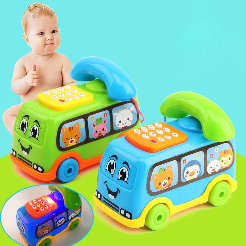 Electric Children's Singing Phone Car Toy Educational Early Cartoon Music Car Machine Toys Education Game for Kids Holiday Gift