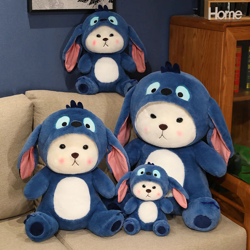 Big Size Cute Bear Turn Into Stitch Plush Toy Lovely Cuddly Bear Plushies Stuffed Animal Japanese Style Doll Xmas Gifts Girl