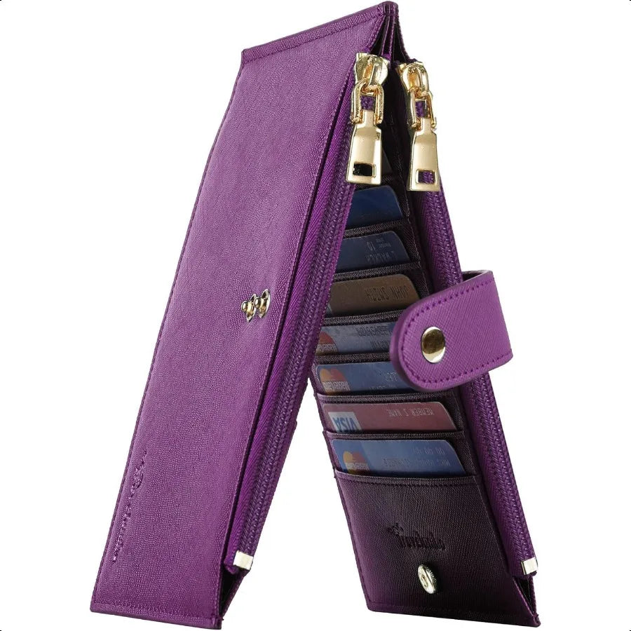 RFID Wallet Women Large Size Bifold Multi Card Wallet Case with Zipper Pocke Credit Card Holder for Women