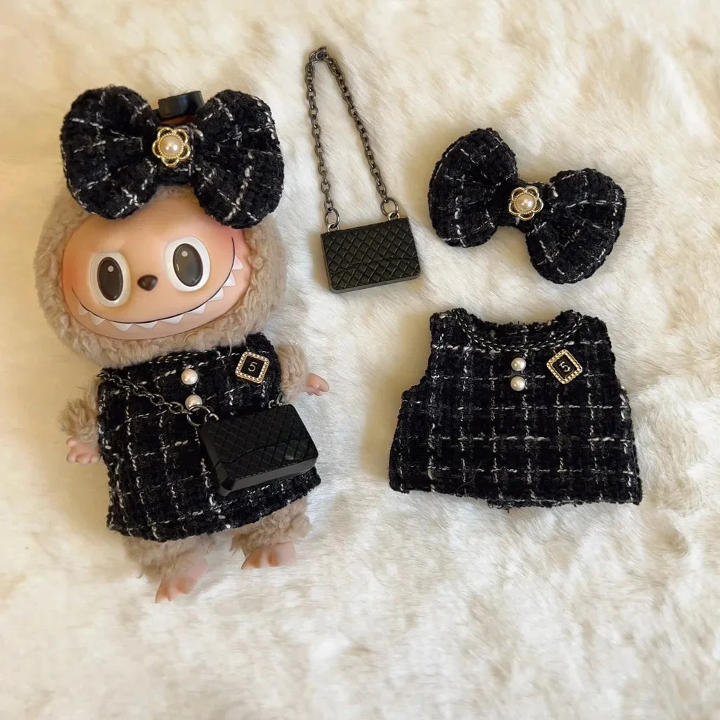 Cute Labubu Doll Clothes Outfit Accessories Classic Dress Set for 17CM V2 Mini Dolls Clothing Girl Kid Gift Labubu Ropa