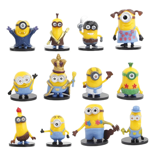 12Pcs/Set Kawai Miniones Anime Figure Toys 3D Eye Despicable Miniones Action Figures Classic Toys Xmas Gifts for Children