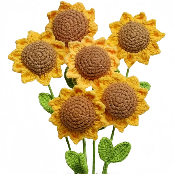 Artificial Flowers Crochet Flowers Bouquet Sunflower Rose Peony Home Decoration Gifts for Women Mother's Day Birthday Christmas