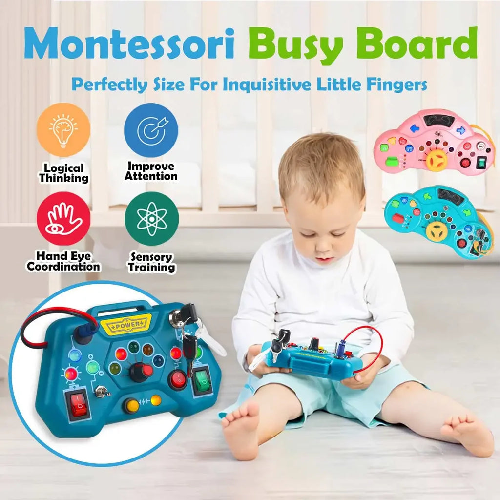Montessori Busy Board Toys for Toddlers Gifts for 3 Year Old Baby Boys Girls Educational Learning Toys Toddler Travel Toys