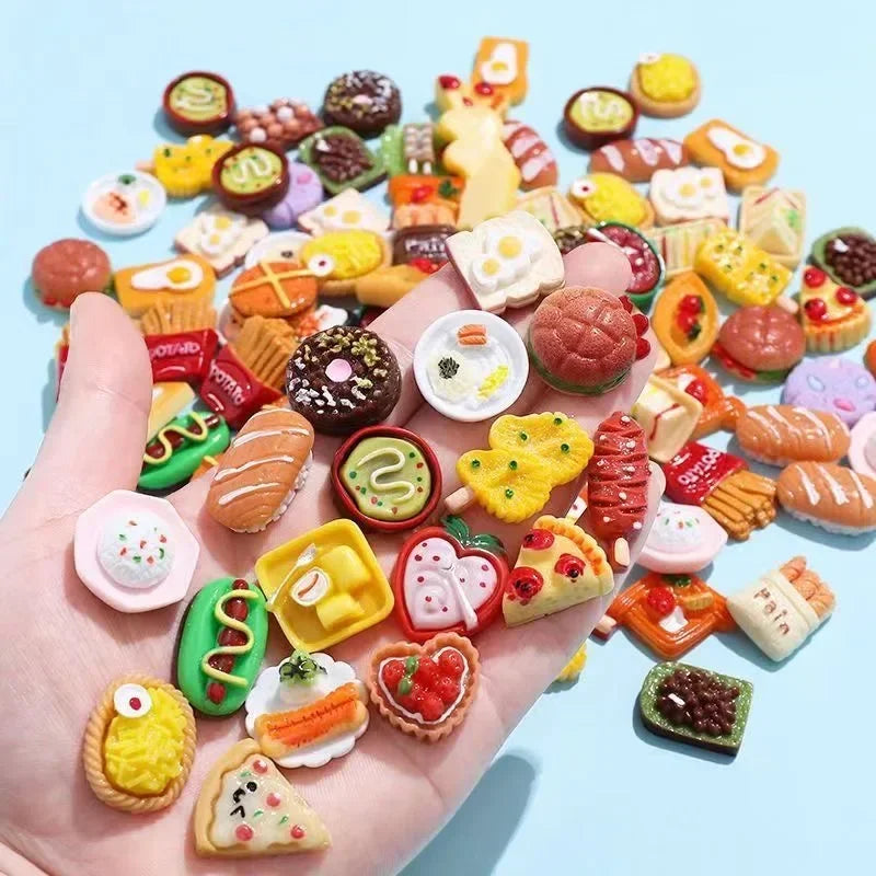 50PCS Random Miniature Dollhouse Supermarket Food Snacks Mini Cake Wine Drink for Blyth Barbies BJD Doll Accessories Kids Gift