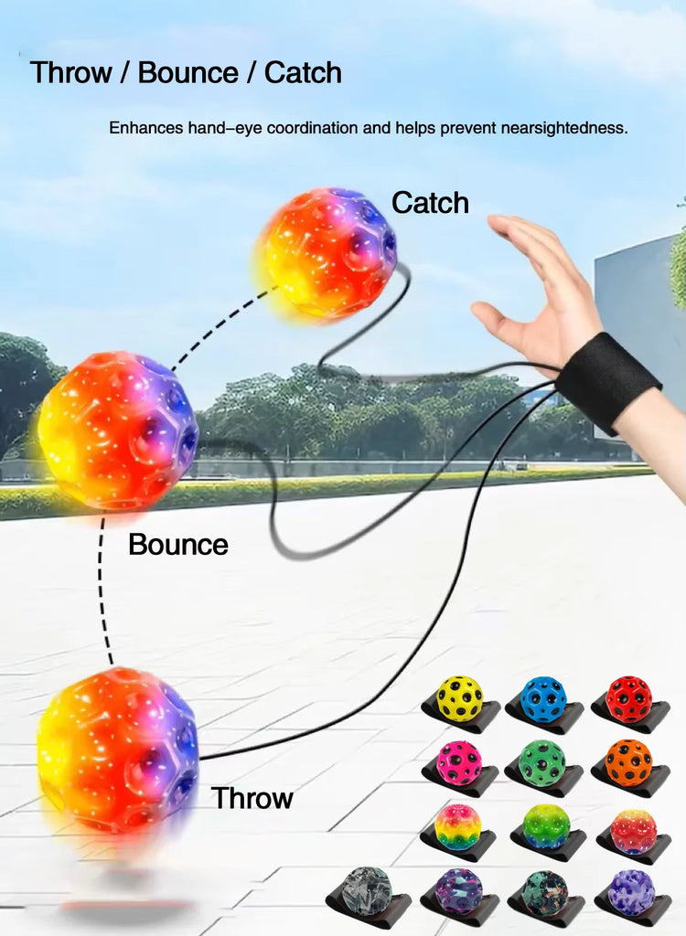 High Elasticity Decompression Toy Moon Hole Wrist Rope Foam Outdoor Sports Ball Children And Adults Gift