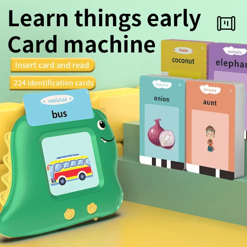 Little Dinosaur Learning Machine for Children, Talking Flash Card, English, Spanish, French Electronic Early Education Machine