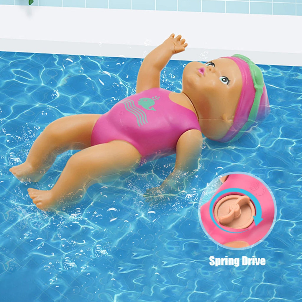 1pcs 6 Inch Mini Swimming Doll Kids Bathroom Bath Toy Baby Bathtub Toy on chain automatic Swimming Little Doll