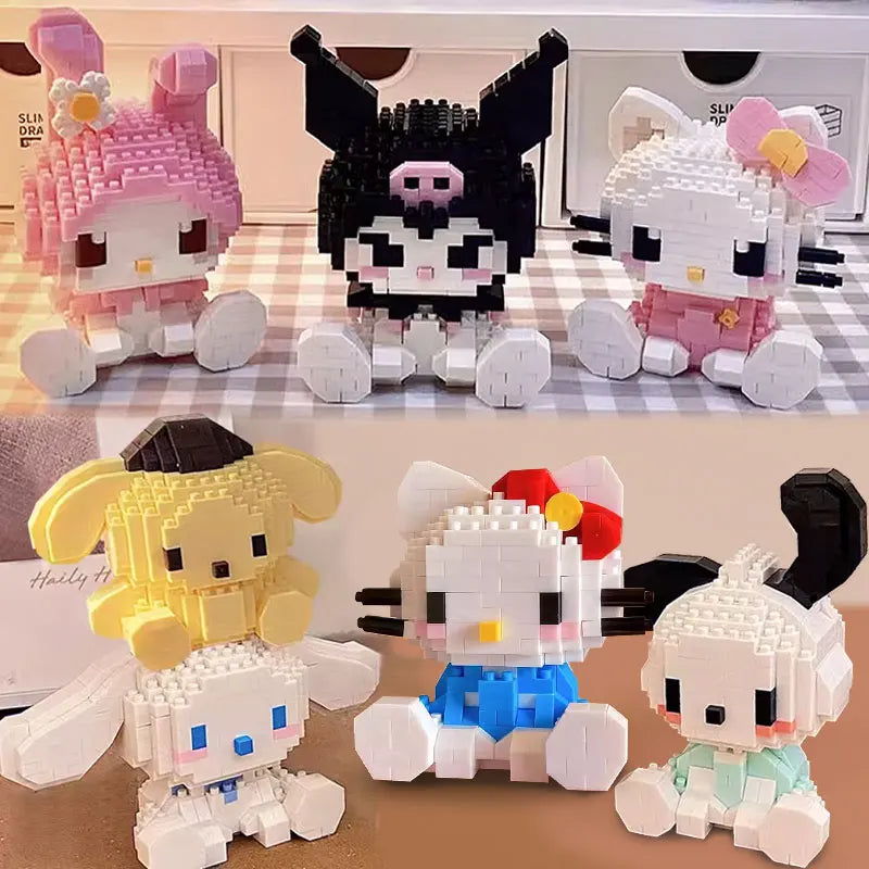 Keeppley Sanrio  Anime Hello Kitty My Melody Cinnamoroll Pomompurin Kuromi Assembling Building Blocks Toy Kids Christmas Gifts