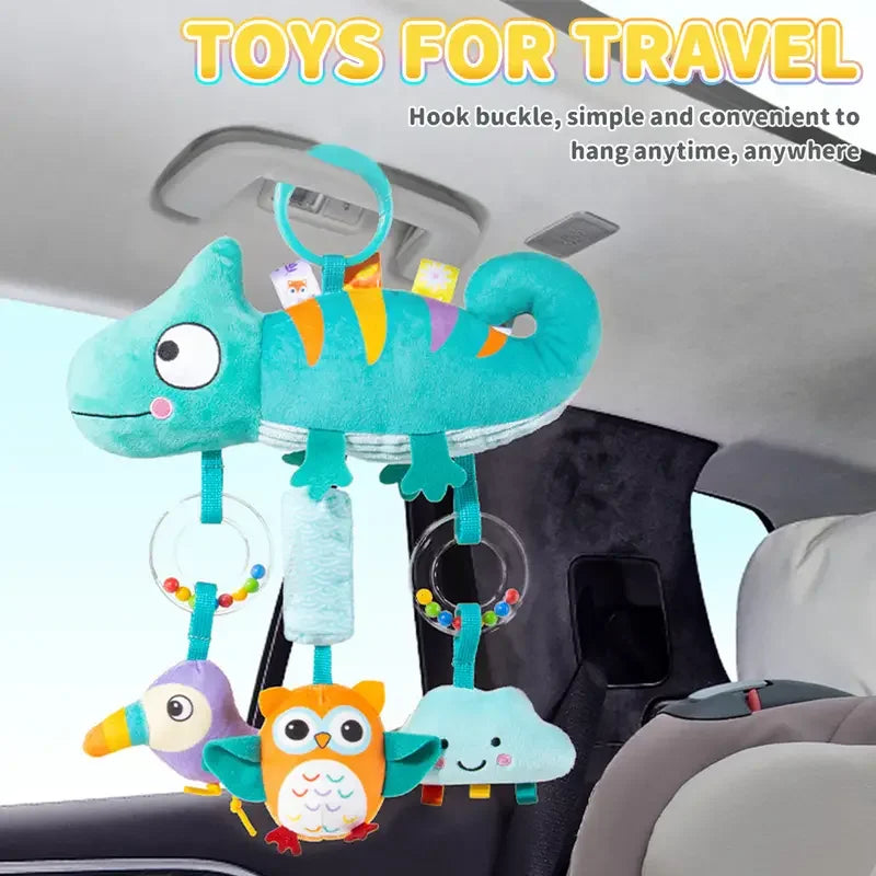 Crib Hanging Rattles Toys Baby Toys Cartoon Animal Spiral Hanging Toy with Ringing Bell Stroller Car Toys for Infant Newborn