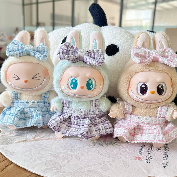 Cute Labubu Doll Clothes Outfit Accessories Classic Dress Set for 17CM V2 Mini Dolls Clothing Girl Kid Gift Labubu Ropa