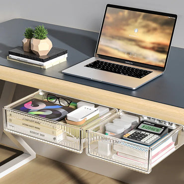 Drawer Storage Box Under Table Hidden Self-Adhesive Drawer Type Storage Cabinet Office Desk Cosmetics Stationery Storage Rack