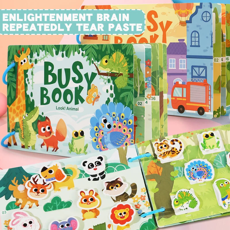 Montessori Baby Busy Book My First Quiet Book Paste Early Learning Education Toy Children Matching Game Toys for Kids 1 2 3 Year