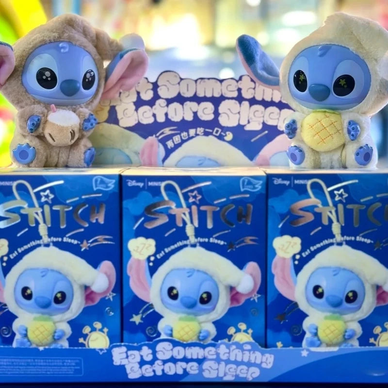 Stitch Eat Something Before Sleep Series Blind Box Plush Vinyl Toys Cute Doll Replica Mystery Box Bag Pendant Decor Gift