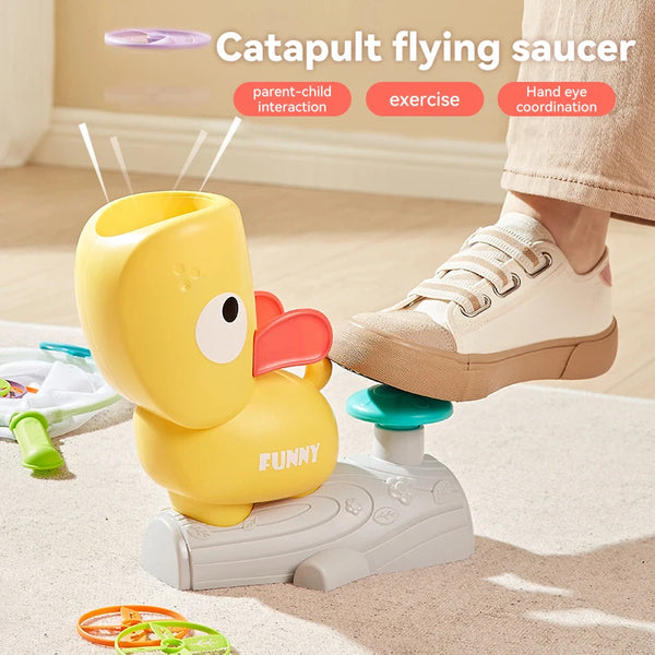 Air Launcher Toy Outdoor Soaring Flying Disc Flying Saucer Foot Launcher Kids Jump Sport Games Children Toys for Kids Boy Gifts