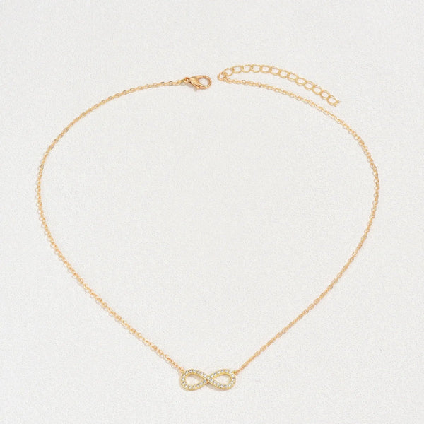 Fashion Simple Stainless Steel Infinity Pendant Necklace for Women Classic Lucky Zircon Love You Forever Jewelry Birthday Gift
