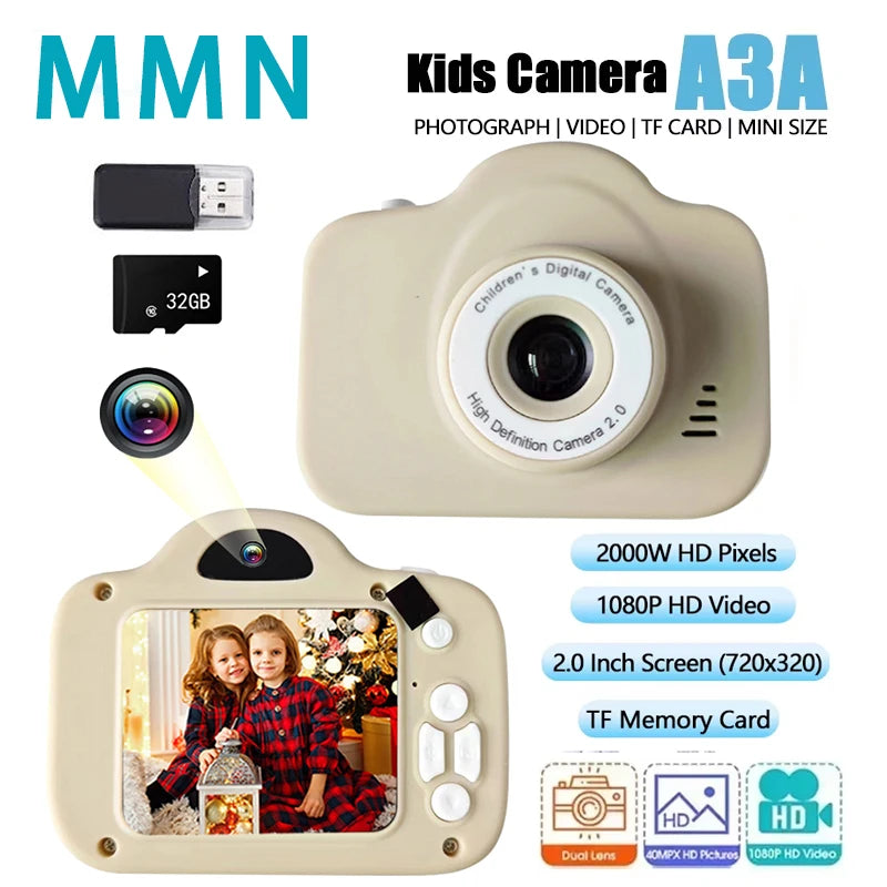 Children Camera Waterproof 1080P HD Camera Video Toys 2 Inch Color Display Outdoor Camera SLR Camera Kid Toy+TF Memory Card