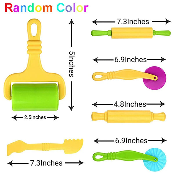 Clay and Dough Modelling Tools Kit Rollers Molds Cutters Plastic Assorted Designs Play Dough Extruders Tools Toy Set