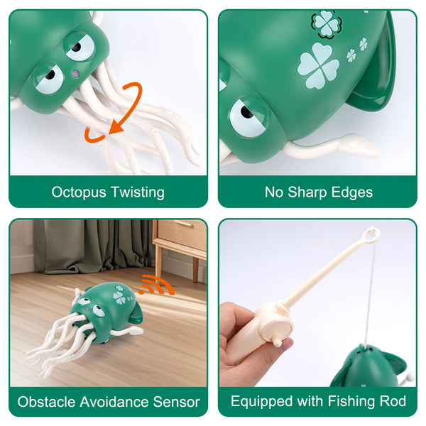 Dancing Squid Kids Electronic Pet Toys Interactive Development Toys Induction Lying Flat Squid with Light&Music Tummy Time Gifts