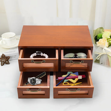 Lightweight Wooden Desktop Storage Cabinet Desk Organizer with Drawers Smooth Edge Environmentally Friendly Stable Construction