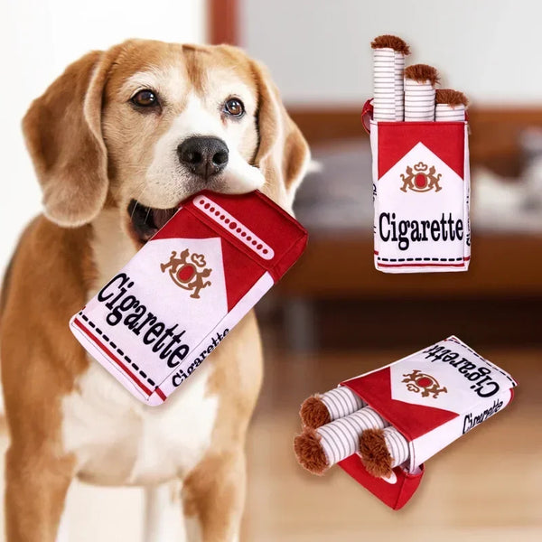 Funny Plush Interactive Cigarette Dog Toy - Good for Chewing A Giggle Gift Box for Dogs Who Love to Play! Accessories Toys Pet