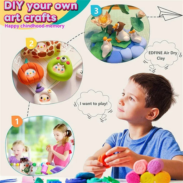 12/24/36pcs Color Clay Air-dried Clay Set DIY Crafts Ultra Light Plastic Clay with Carving Tools for Friends Children Gifts