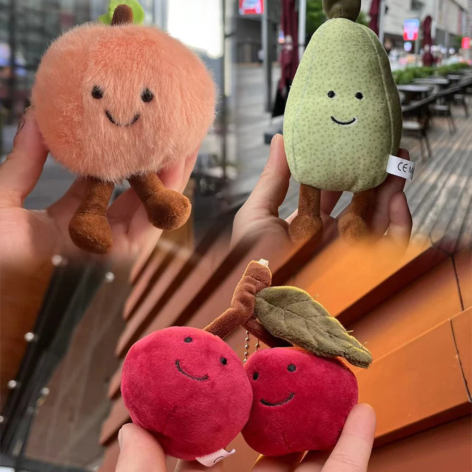 2025 Jelly Cat Peach Pear Cherry Plush Doll Smiling Face Fruit Series Home Bedroom Decoration Pet Interactive Toy Birthday Gift