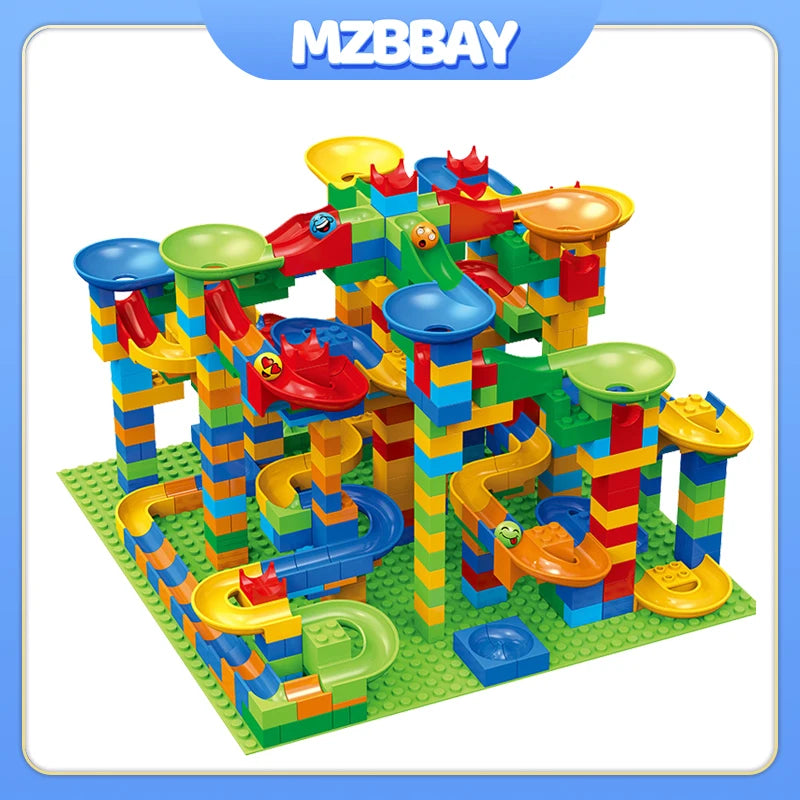 Children's Slide Small Block Block Assembly Particles DIY Educational Toy Small Size Building Blocks Maze Ball Assemble Toys