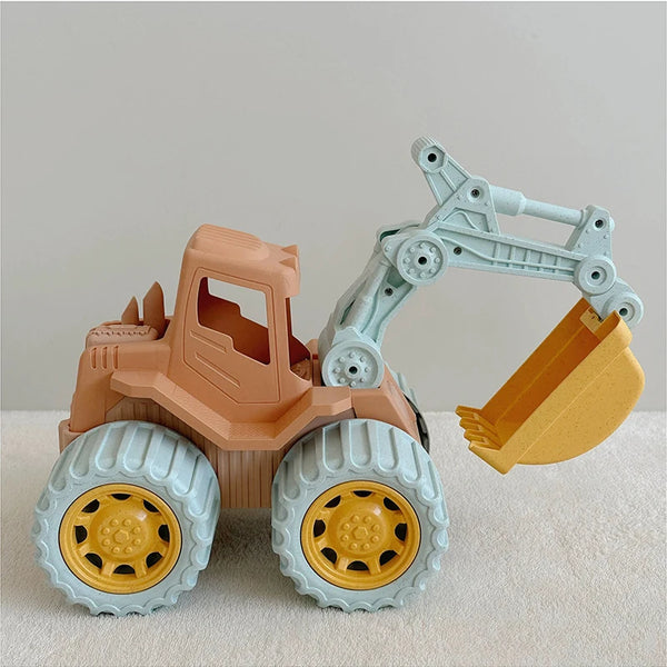 1 piece set of children's beach toys excavator engineering car wheat straw can dig sand digging toy car racing toys