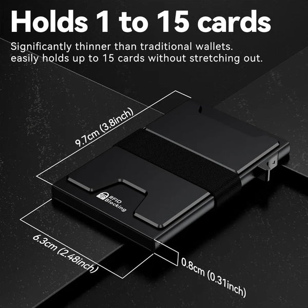 Smart Card Wallet for Men Slim: Minimalist Wallet For Men RFID Blocking Pop Up Front Pocket Wallet Metal Wallet 11 Card Holder