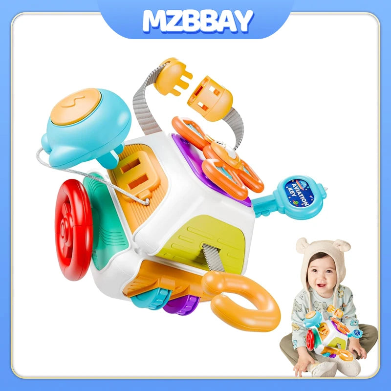 Montessori Sensory Cube Toy Baby Educational Polyhedron Basic Skills Activity Toys Hand Eye Coordinate Puzzle Learning Toys Gift