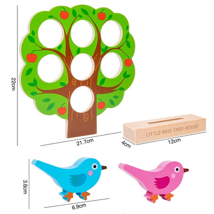 Montessori Wooden Little Bird's Home Puzzle Game Early Educational Fine Motor Training Matching Game Kids' Interactive Toy Gifts