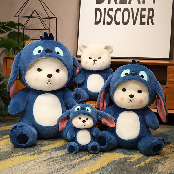 Big Size Cute Bear Turn Into Stitch Plush Toy Lovely Cuddly Bear Plushies Stuffed Animal Japanese Style Doll Xmas Gifts Girl