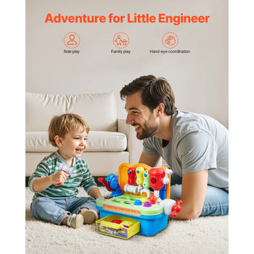 VEVOR Kids Musical Workbench Toy Baby Pretend Play Tool Set with Lights & Sounds Learning Work Bench for Children's Toys Gifts