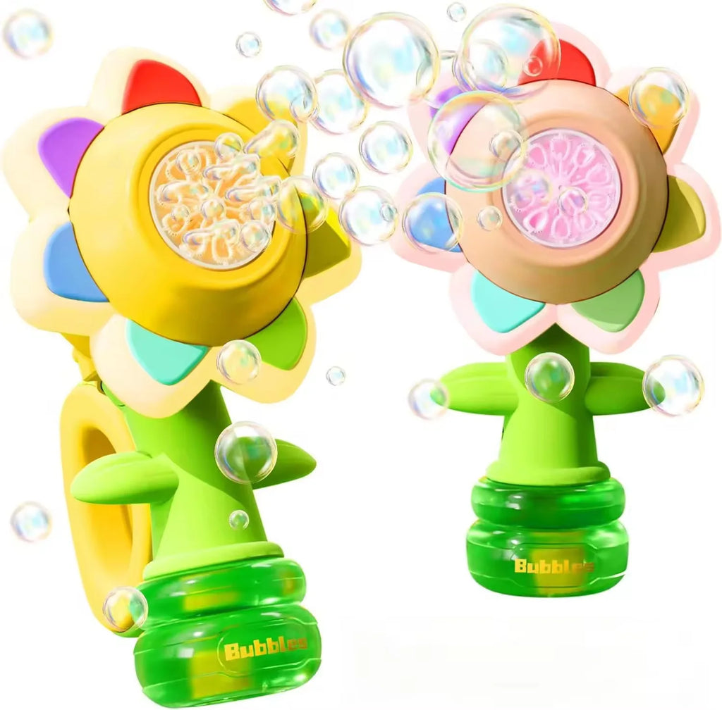 3-speed Adjustment Sunflower Bubble Machine Adjustment Automatic Portable Blowing Bubble Bath Toy Night Light Birthday Party