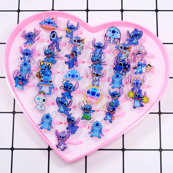 10/20pcs Disney Anime Stitch Ring Kawaii Lilo Stitch Children Acrylic Ring Cartoon Accessories Toy Kids Gifts