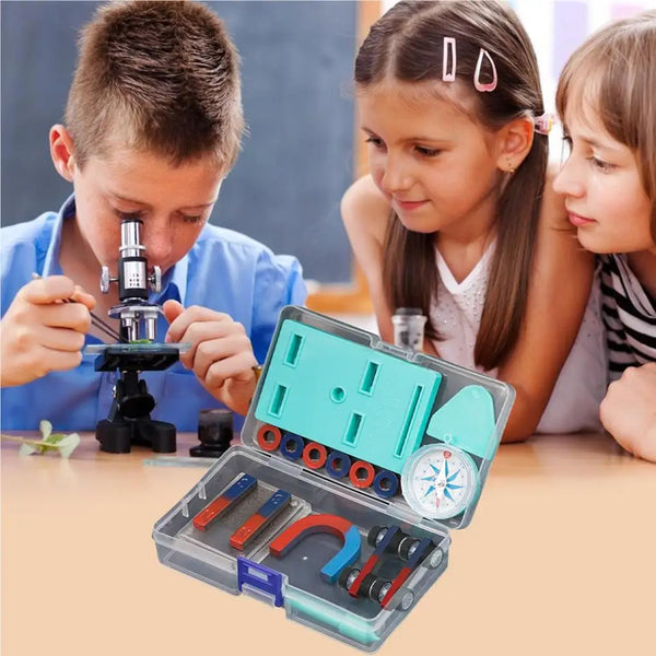 1 Set Labs Junior Science Magnetism Sets Bar Ring Experiment Education Fidget Magnets Horseshoe Compass Tool Kit Gifts for Kids